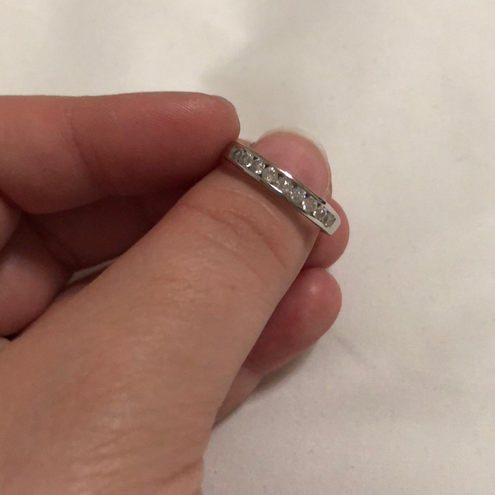 Smaller channel set size 8 wedding band